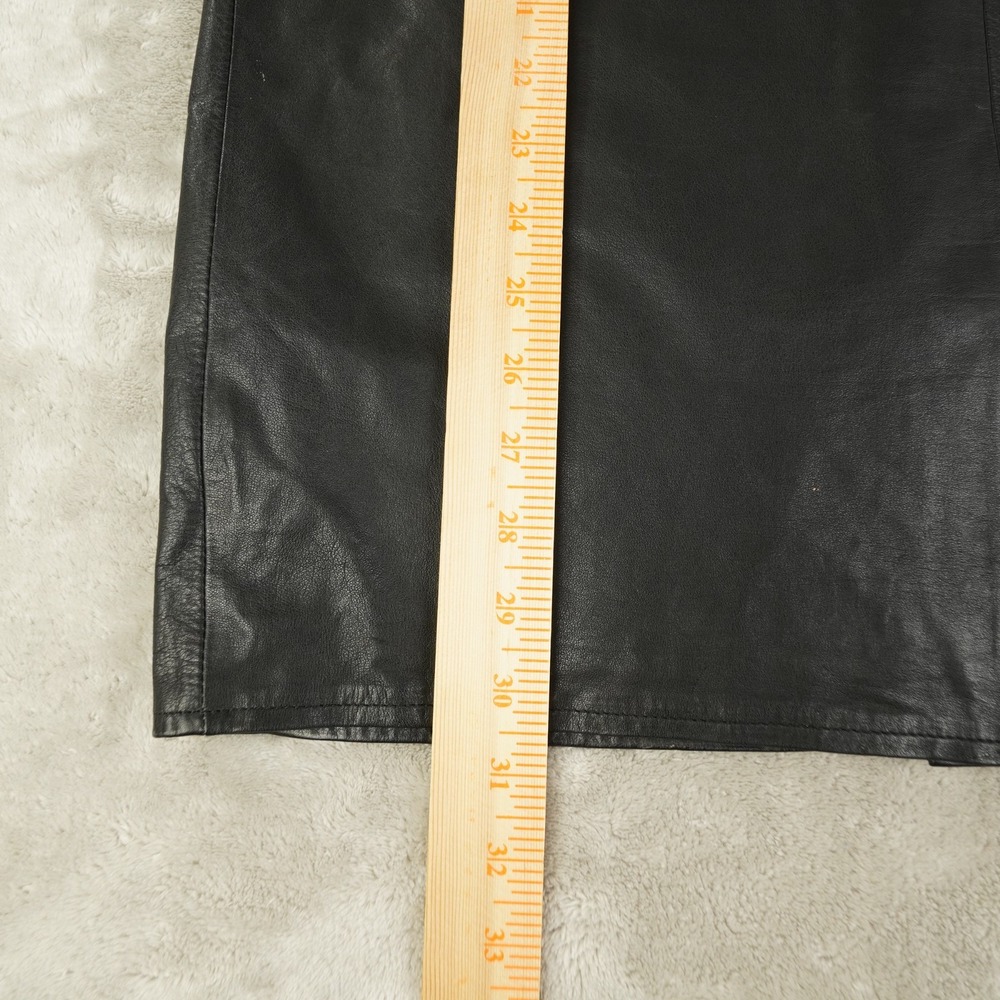 Cedars Leather Midi Skirt Women's 8 Black Vintage Moto Grunge Lined A-Line - Picture 7 of 9